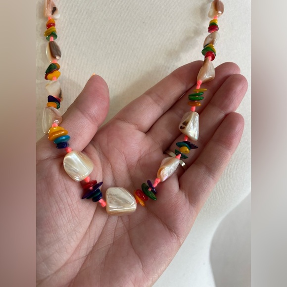 Free People Beaded Necklace NWT Multicolor Stones & Beads Boho Festival - Picture 2 of 2